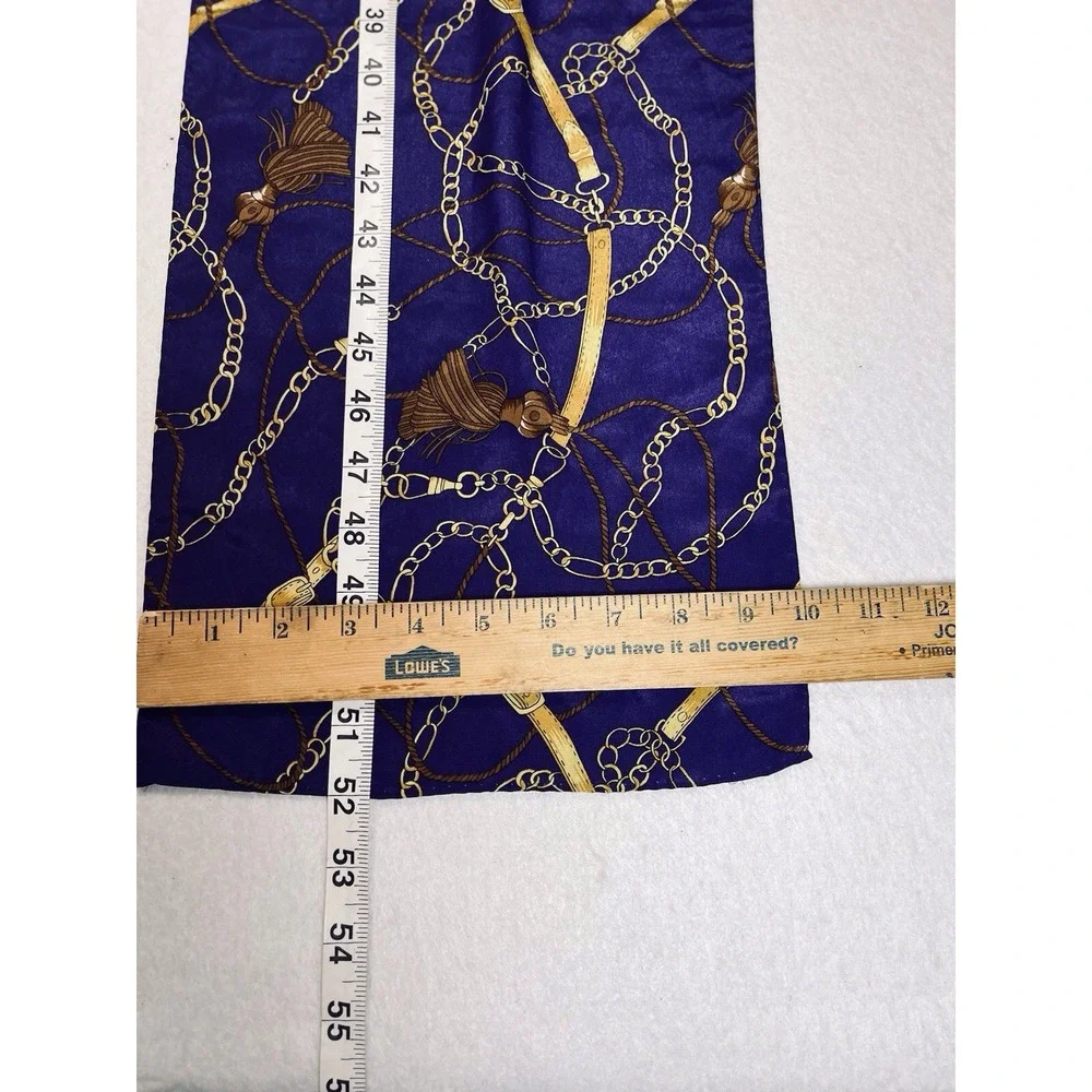 Silk Scarf Equestrian Bits Belts Chains‎ Tassels Purple Gold Lovely 52 X 10
